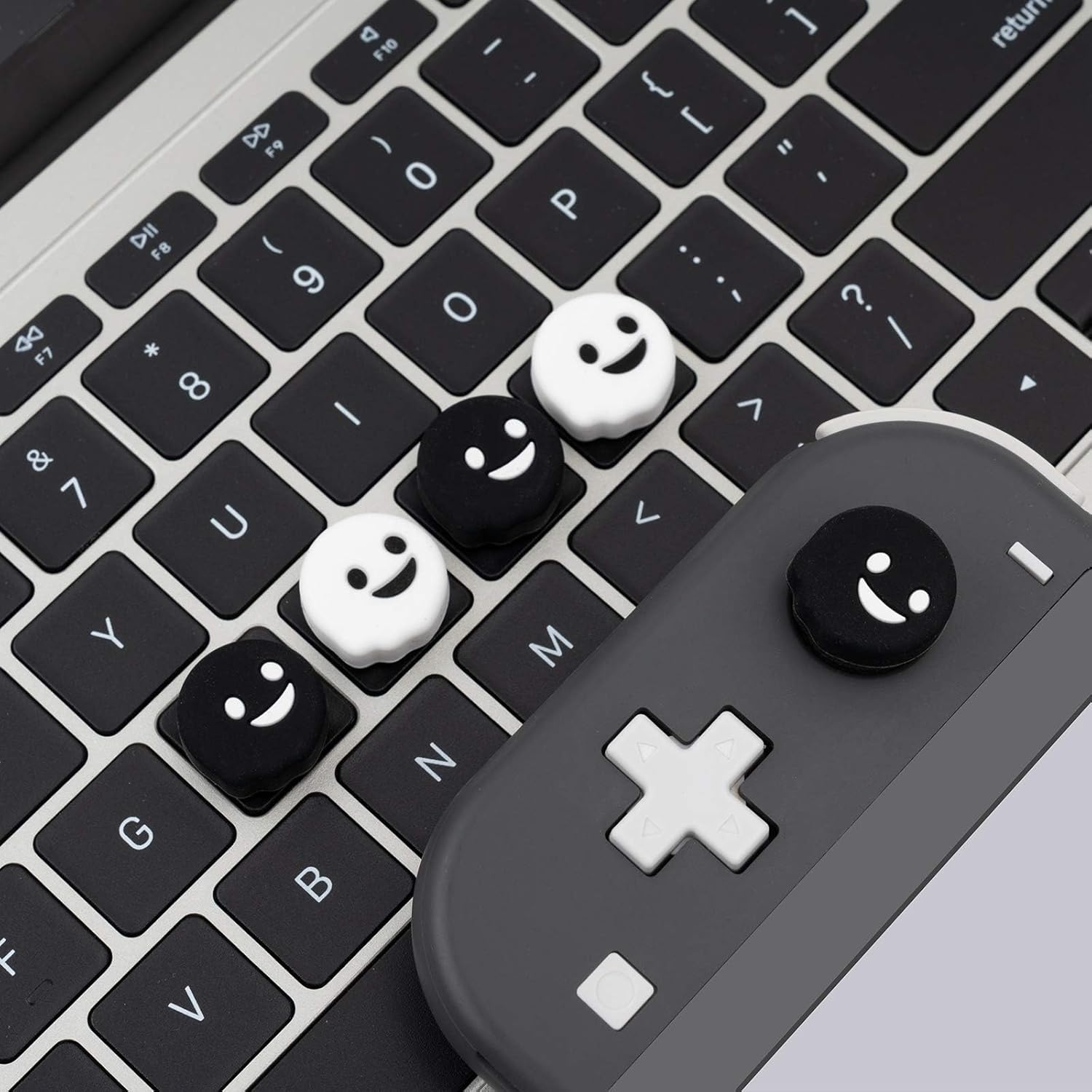 Geekshare 4PCS Cute Ghost Thumb Grip Caps, Soft Silicone Joystick Cover Compatible with Switch/Oled/Switch Lite - Black&White image number 5