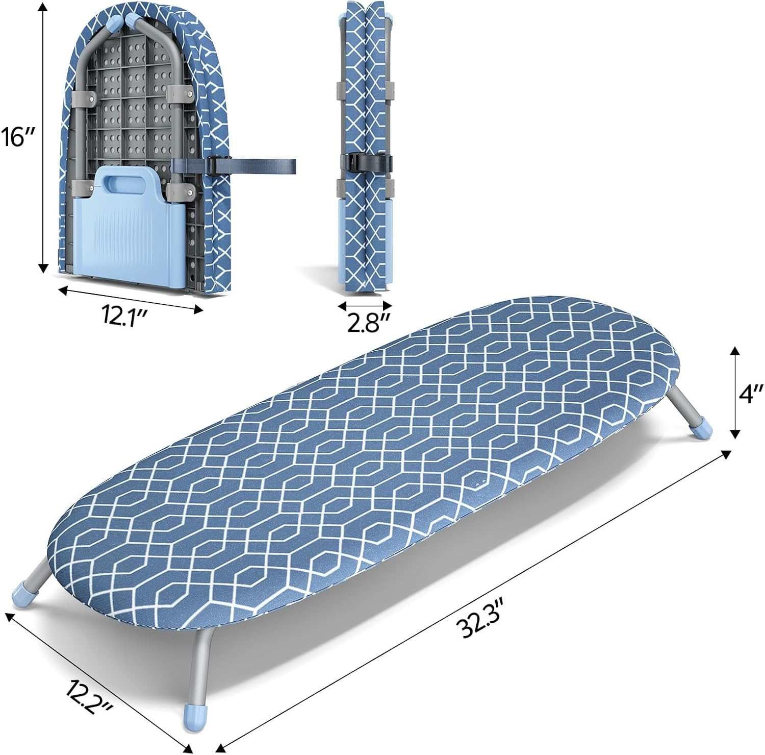 APEXCHASER Foldable Ironing Board, Tabletop Small Iron Board, Portable Folding Mini Ironing Board with Non-Slip Feet for Home, Laundry Rooms, Dorms, Travel Use image number 5