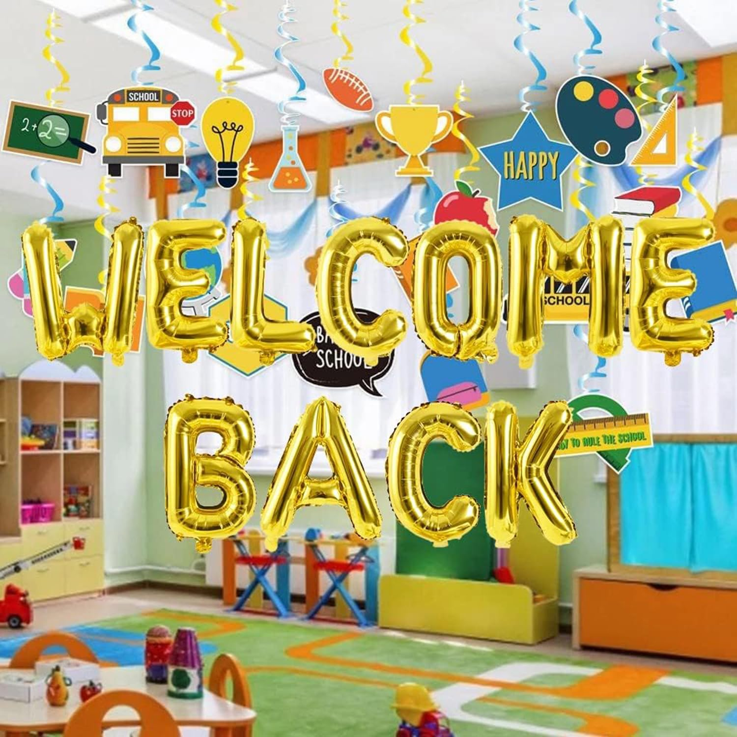 Welcome Back Balloons Gold Welcome Back Banner Welcome Back Balloon Banner for Back to School Party Supplies Classroom Home Decor Decorations image number 5