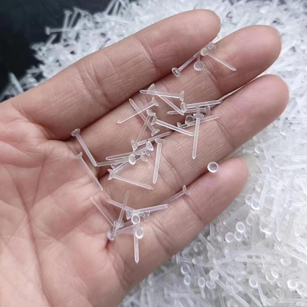 200 Pcs Plastic Post Earrings - Clear, Rubber Silicone Studs for Sports & DIY - Clear Ball image number 2