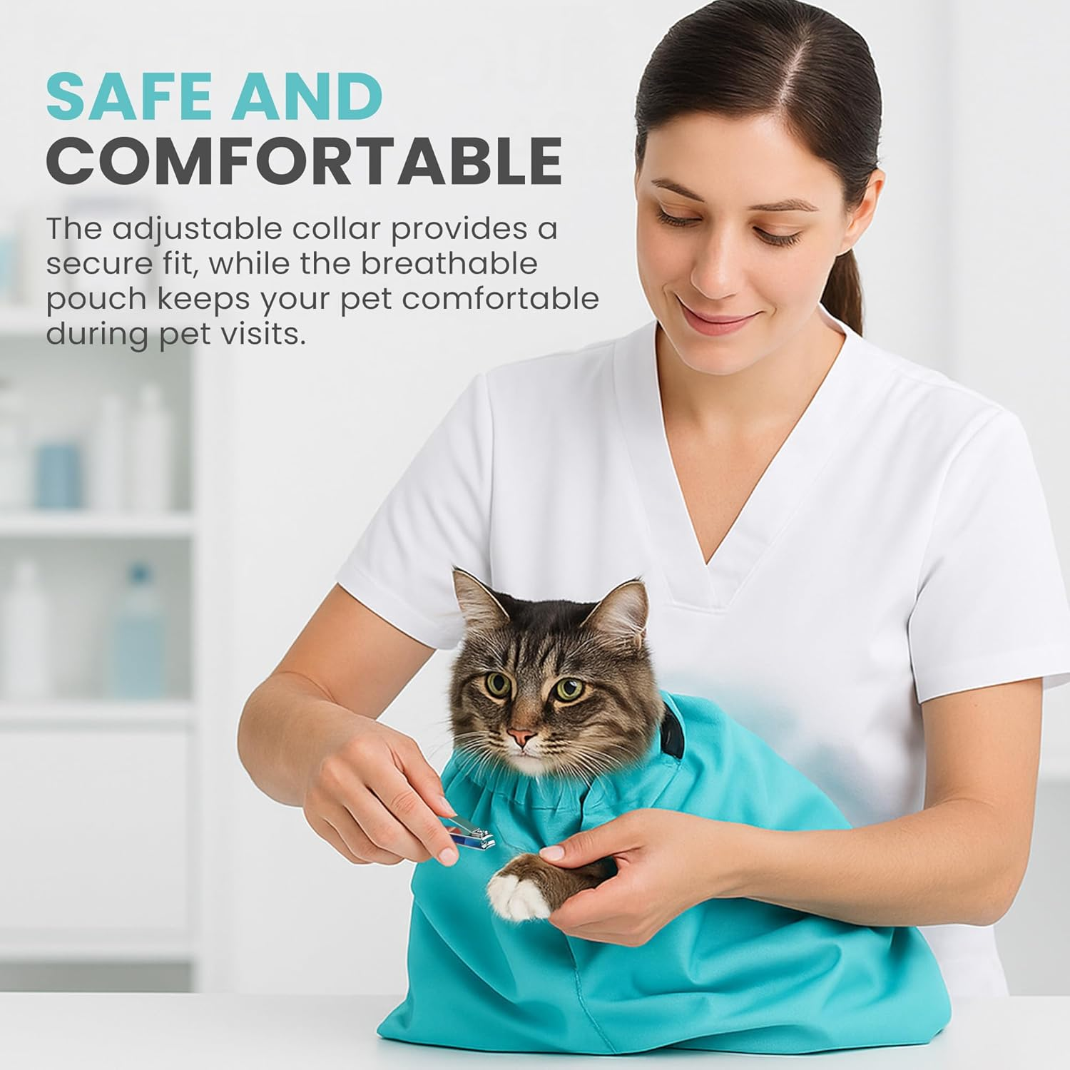 Purrfect Pouch the Original as SEEN on TV. Comfy Soothing Cat Carrier - Teal image number 2