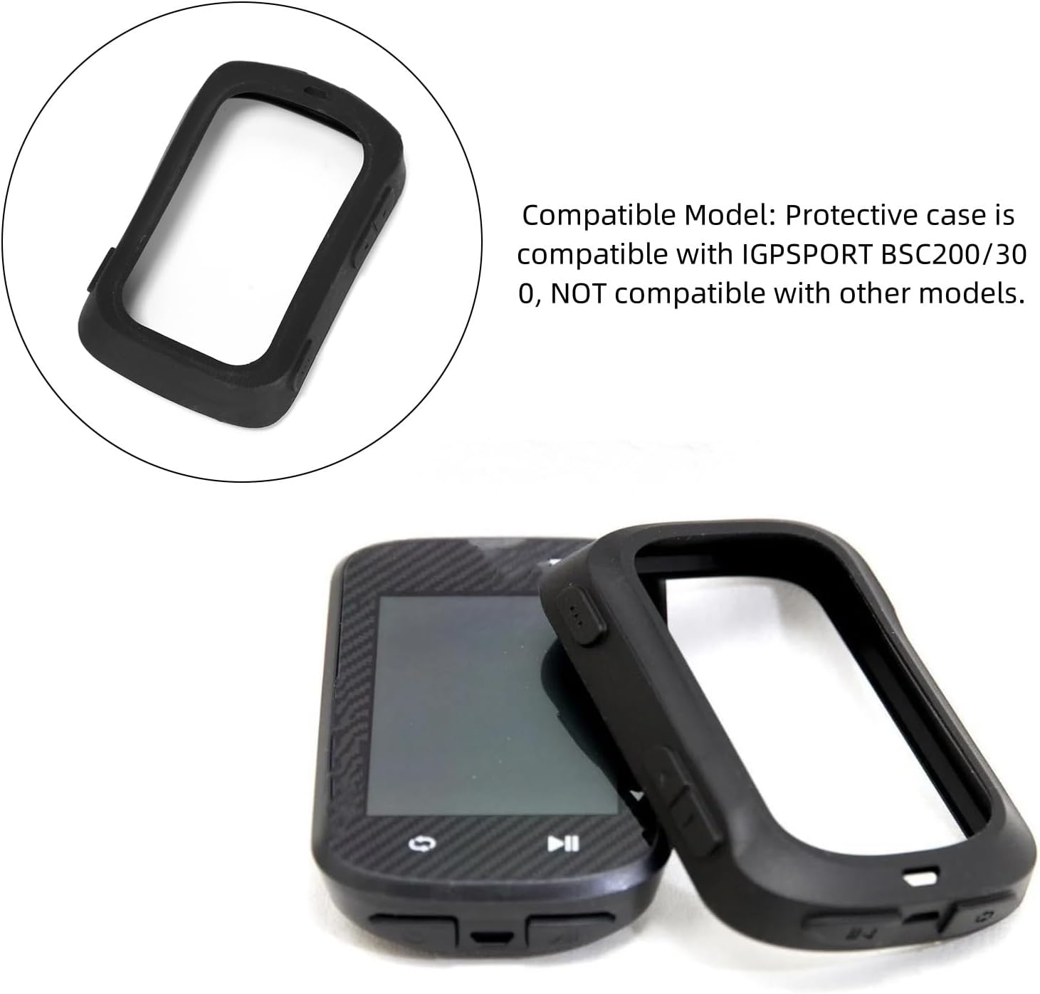 Black Silicone Protective Case for Bicycle Code Meter GPS with Lanyard+Protective Film+Lamination Kit Compatible with IGPSPORT BSC200/300 image number 5