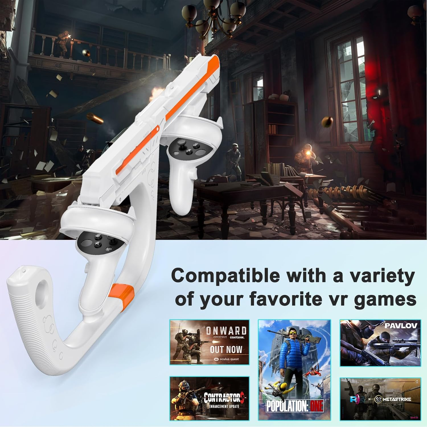VR Controllers Holding Game Accessories for Quest 2, All-In-One Attachments Mount Compatible with Quest 2 Touch Controllers image number 1