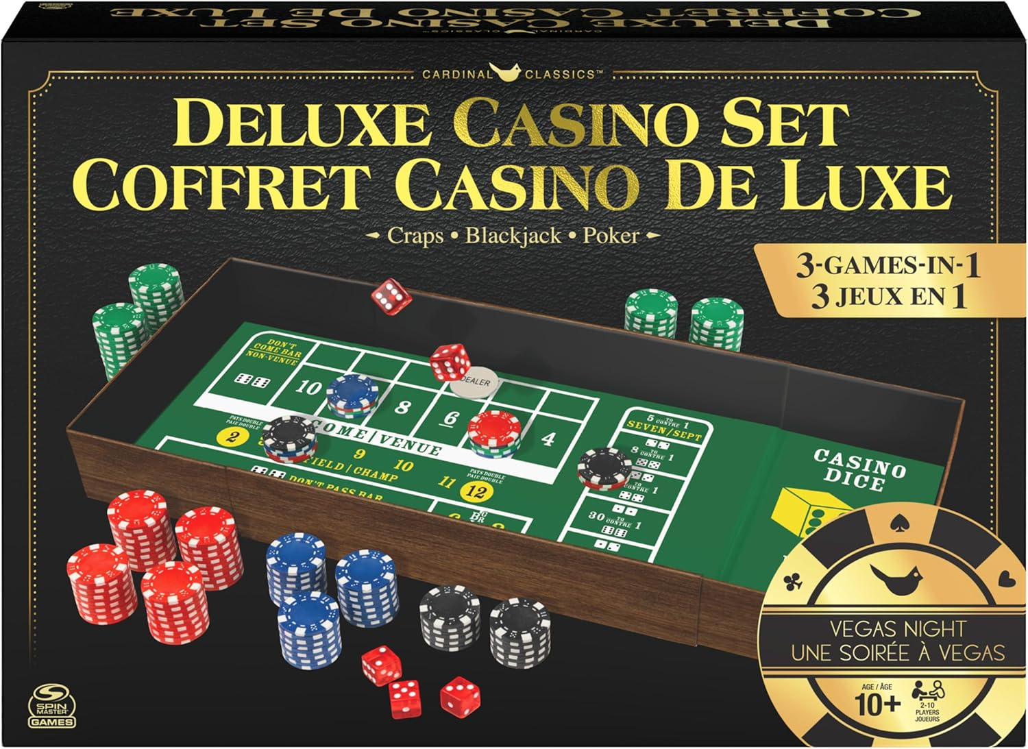 Deluxe Casino Set, 3 Classic Games in 1: Craps, Blackjack, and Poker, Classic Games for Ages 10 and Up image number 6