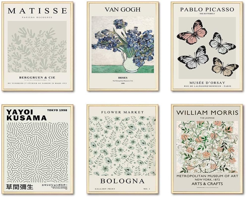 OKONZ Flower Market Poster Matisse Wall Art Prints Set of 6 Boho Art Prints Danish Pastel Colorful Floral Wall Decor for Bedroom Bathroom Living Room Decoration（8 X 10 Inch Unframed） Style (1) image number 3