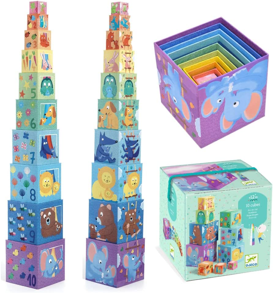 Djeco DJ08510 1-10 Stacking Rainbow Blocks image number 4