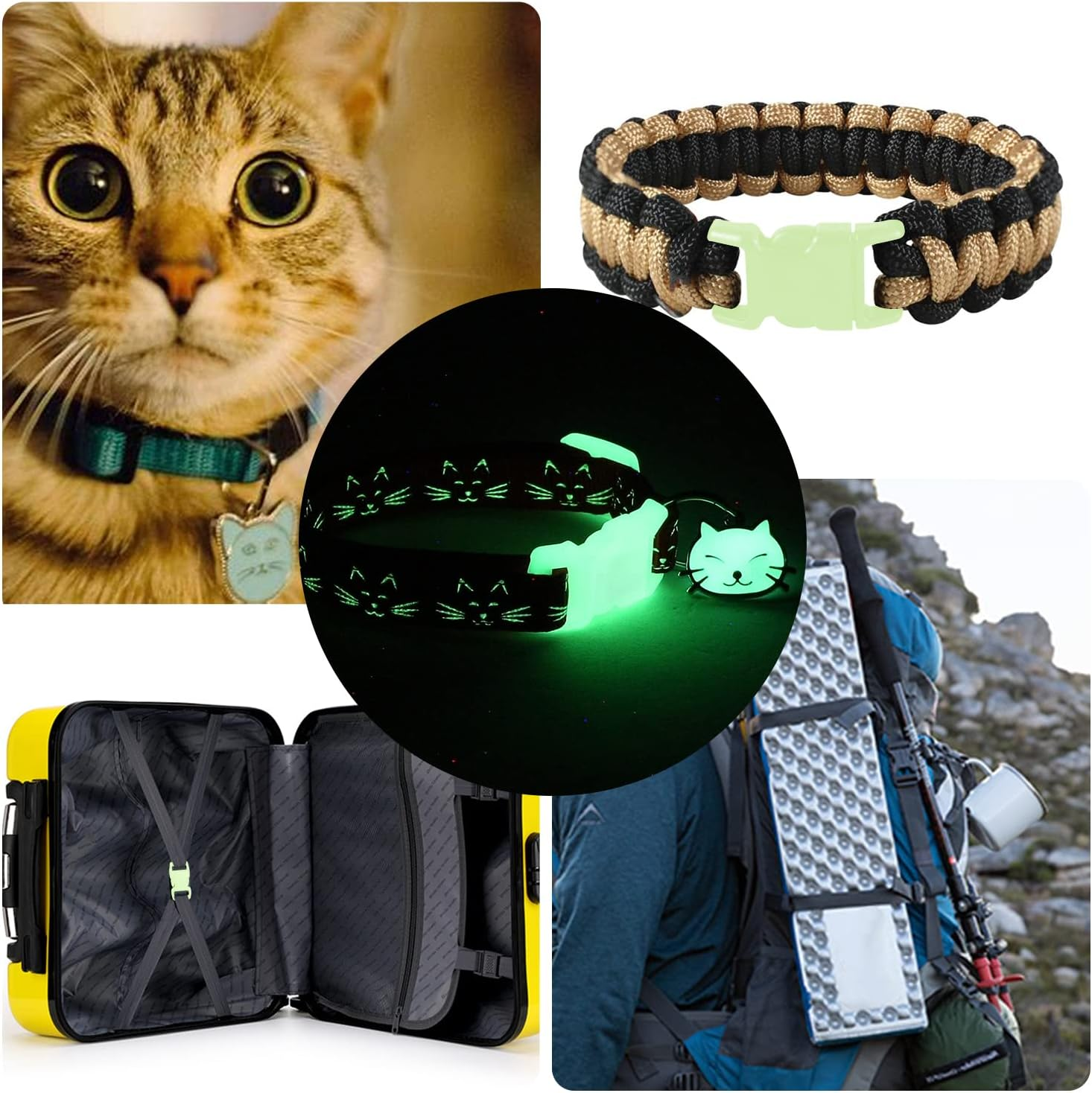 Coobigo Curved Paracord Buckle Clips Snap for Paracord Bracelets Parchute 550 Rope DIY Craft Black Pets Collar Straps Buckles image number 5