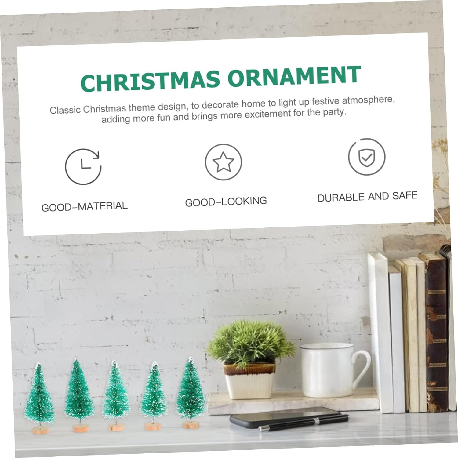 Garneck 12Pcs Christmas Tree Desktop Decor Box and Pine Style for Home Office Shop Party Supplies Creative Holiday Adornment image number 5