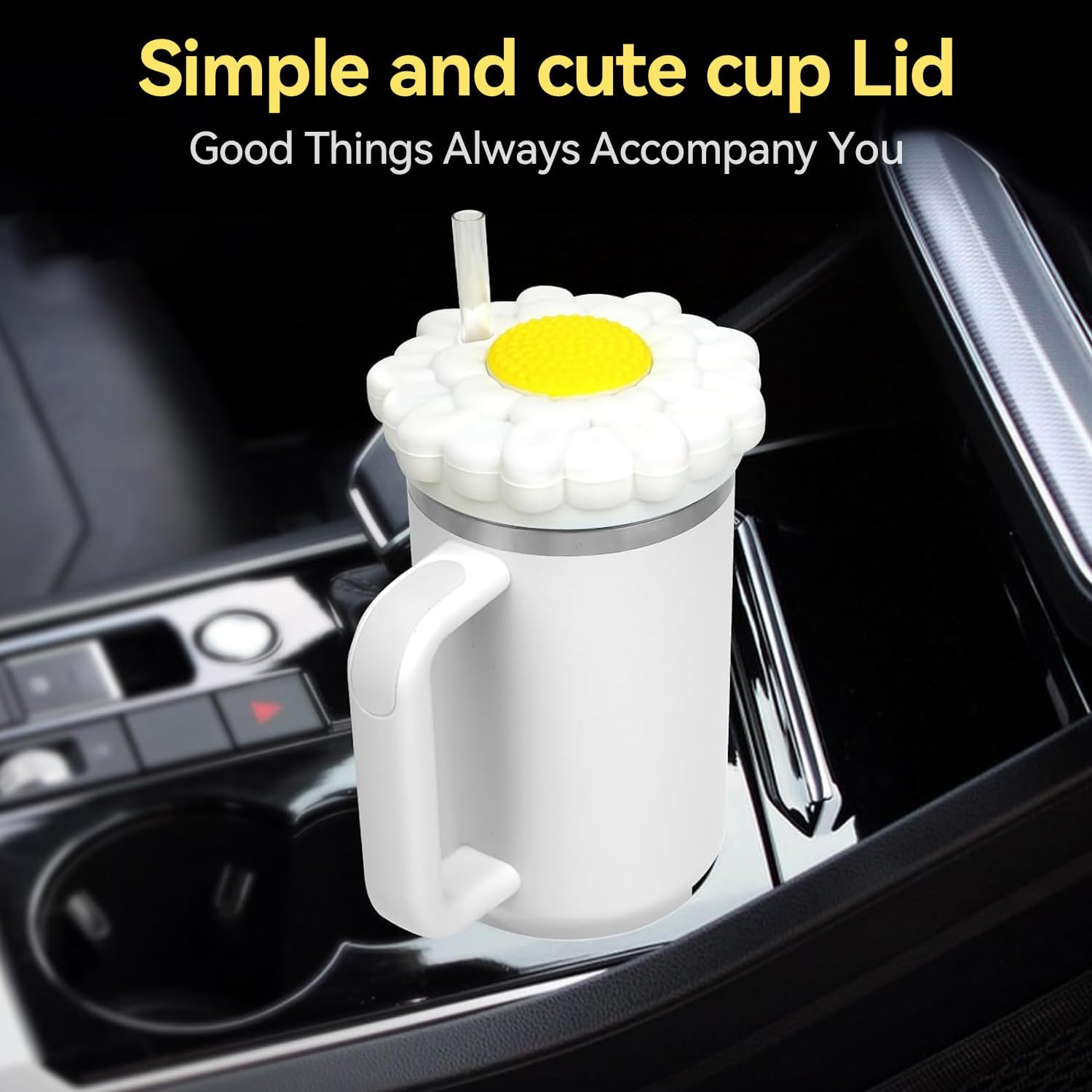 Dustproof Lid for Stanley 40Oz Tumbler with Handle - Flower Silicone Dust Cover, Anti-Scratch Accessory (White) image number 5