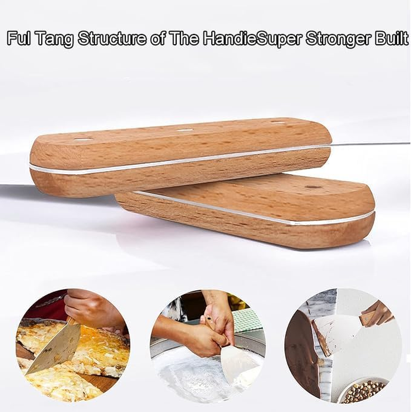 2Pcsstainless Steel Grill Scraper Tool, Suitable for Flat Top Teppanyaki Barbecue, Multifunctional Scraper, Suitable for Home Baking and Cooking of Pancakes, Pizzas, Beveled Edges image number 1