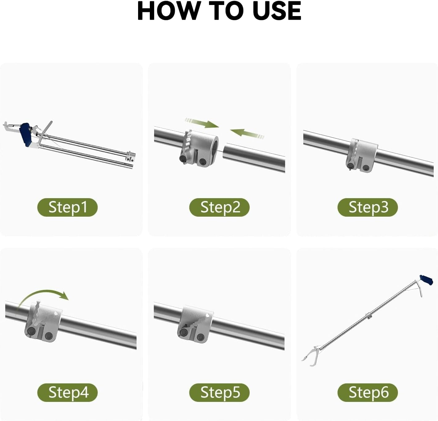 60&ldquo; Professional Collapsible Snake Grabber Tool, Stainless Steel Snake Catcher Pole with Heavy-Duty Grabber Heads, Tongs, and Hook Mechanisms for Safe Reptile Control in Gardens or Farms image number 2