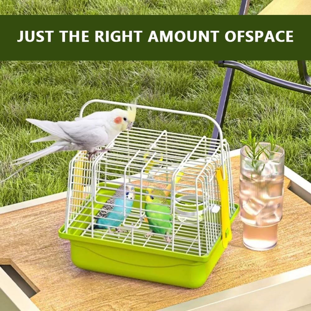Large Portable Bird Cage &ndash; Flat Top Stackable Travel Cage for Small Birds, Parrots, Hamsters & Hedgehogs, Durable Metal Wire Crate with Food Bowl, Breathable & Lightweight Design