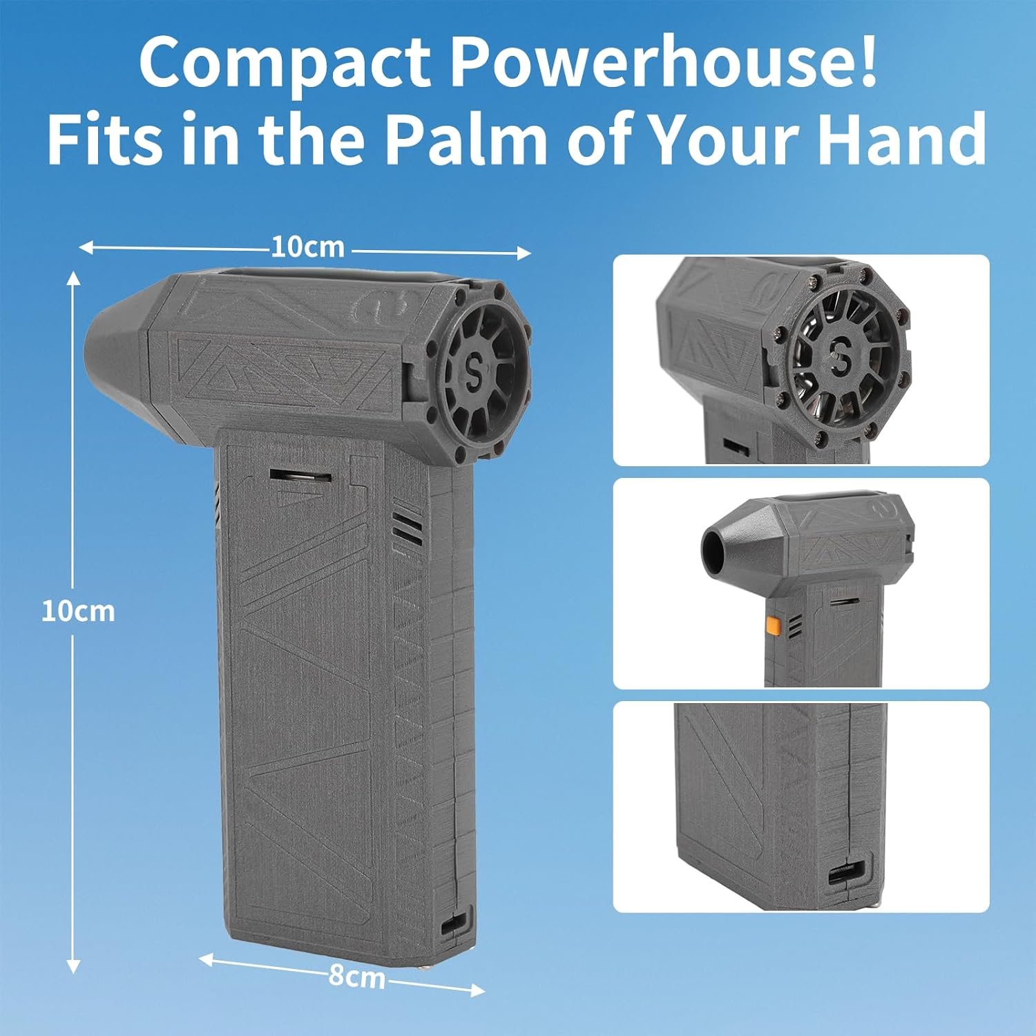 Jet Fan, Mini Jet Dry Blower, High Speed 200000RPM Stepless Adjustment, Type C Fast Charging Portable Air Duster Air Blower Super Jet Fan for Car, Cleaning, Camping, Pet Hair