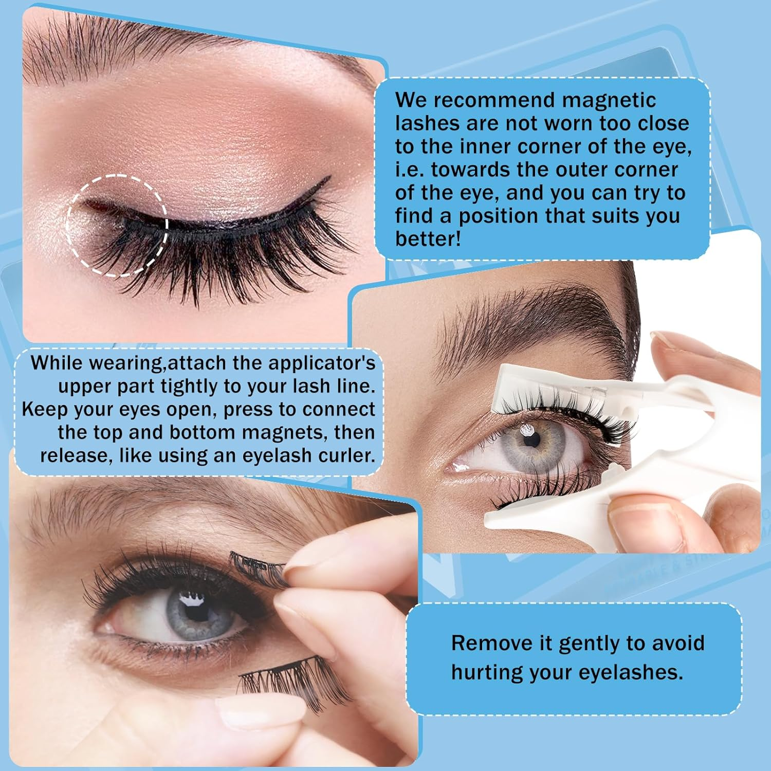 Kevkev Magnetic Eyelashes with Applicator Individual Lashes Wispy Lashes Lash Clusters Eyelashes Look like Extensions No Glue Needed(Garnet) image number 3