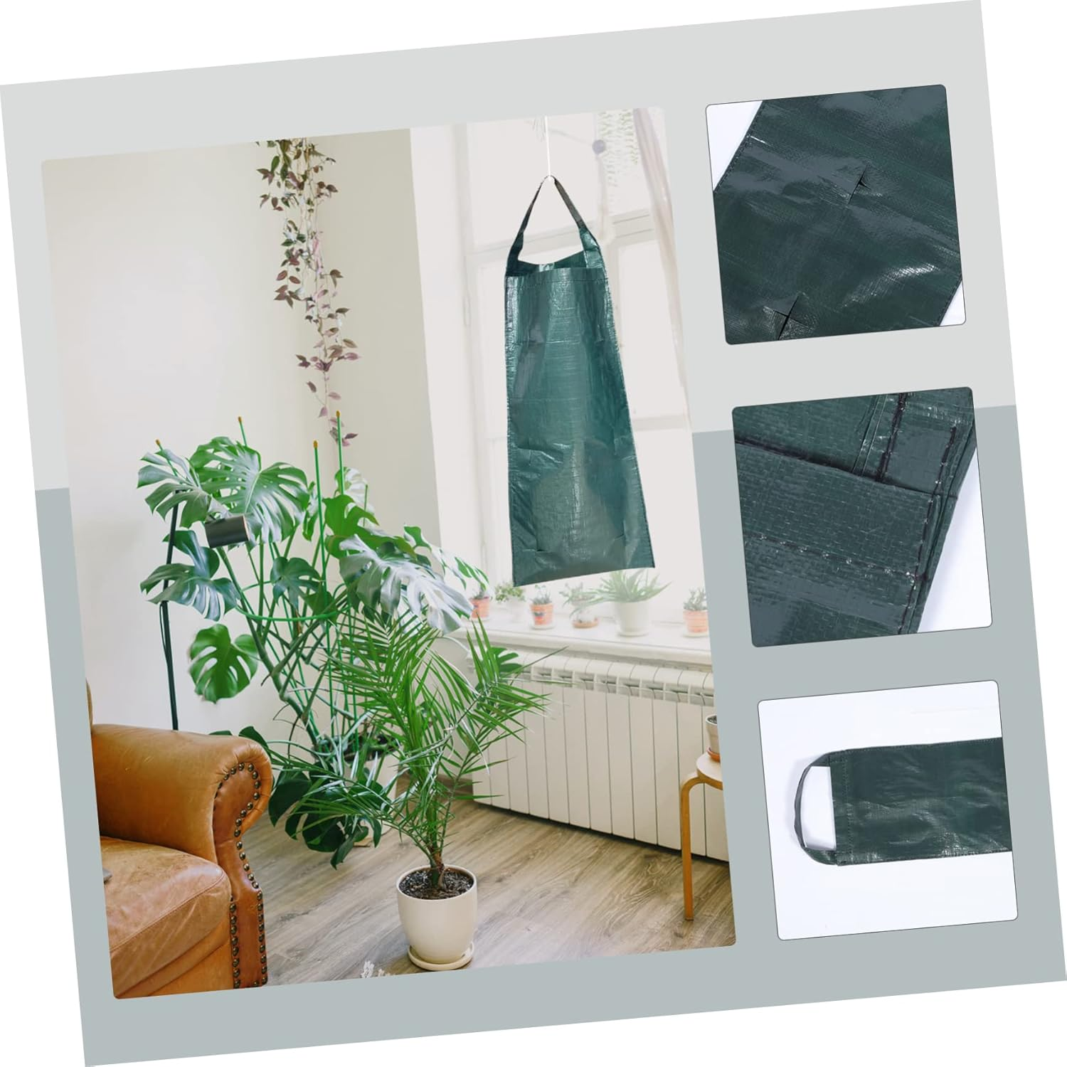 2Pcs Multi-Pocket Wall-Mounted Plant Bags for Indoor Gardening Breathable Strawberry Nursery Bags Practical Green Vertical for Houseplants image number 5