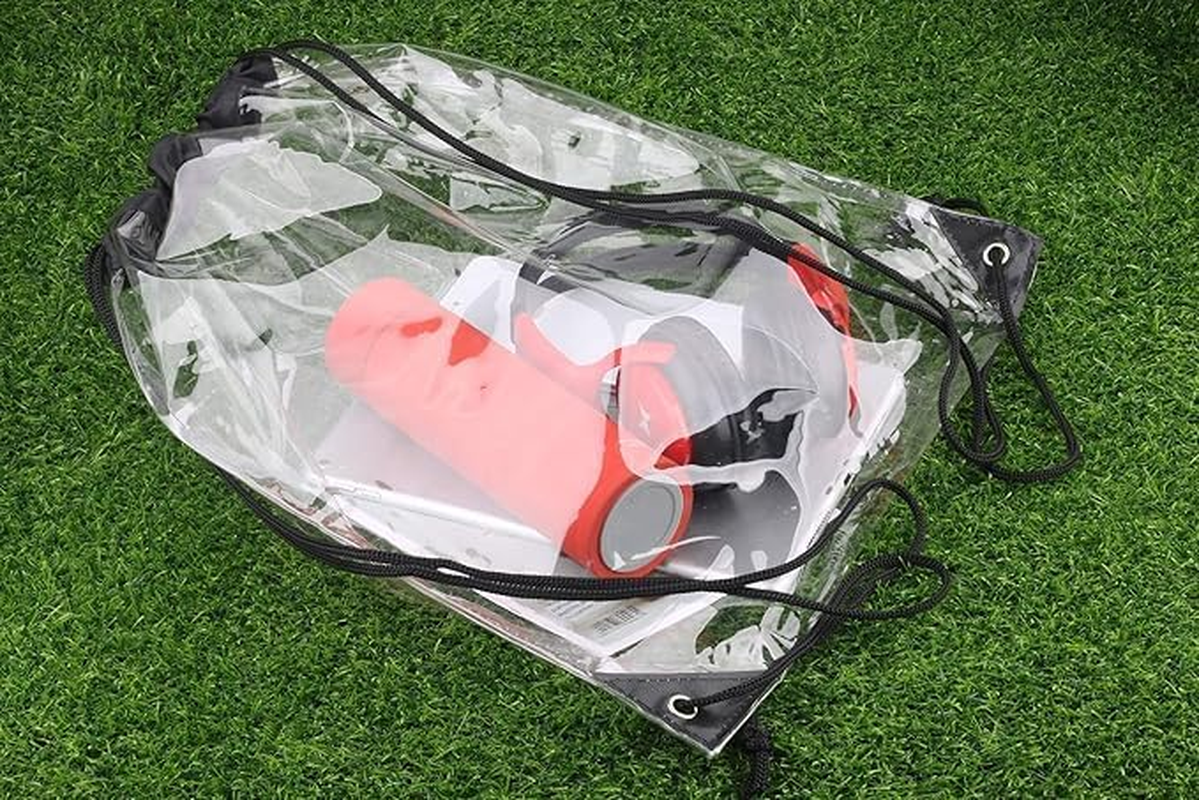 2 Pieces Clear Drawstring Bags, Waterproof Clear Bag for Stadium Colleges Sport Event Work Concert Security Approved, Drawstring image number 5