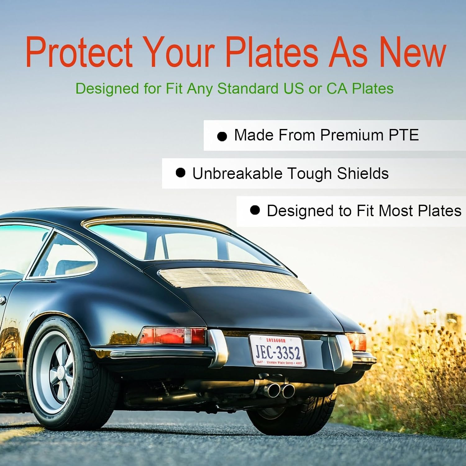 2Pack Transparent License Plate Cover and Frames,Clear Front and Rear License Plate Holder,Unbreakable Car Licence Plate Frame Protector Fits Any US Plates with Screws & Caps (Black Frame) - Black Frame With Clear Cover image number 3