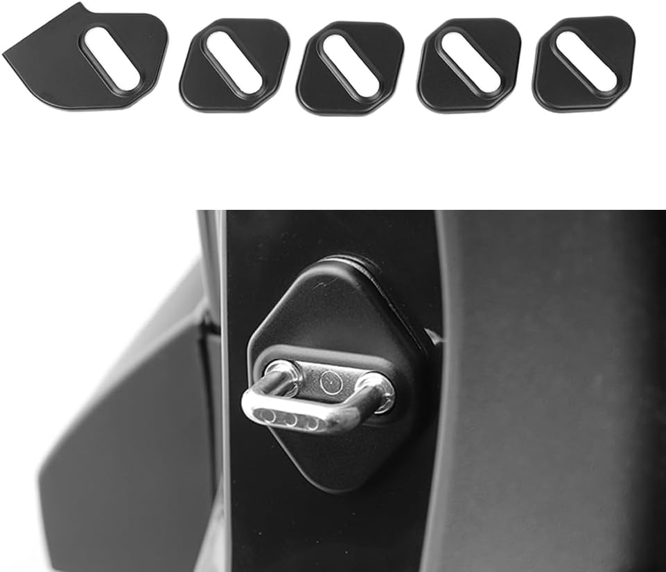 For Jimny Door Lock Cover, Aluminum Alloy Car Door Lock Latches Cover Protector Compatible with Suzuki Jimny 2019 2020 2021 2022 2023 Car Accessories （Black 5Pcs）