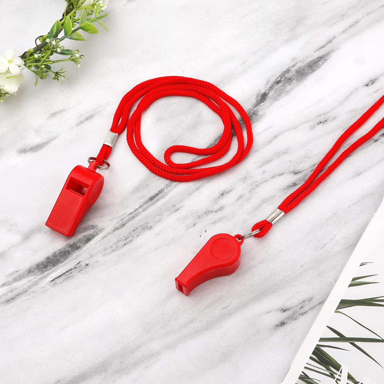 SAVITA 2Pcs Sports Whistles, Loud Sound ABS Plastic Whistle with Lanyard in Training Survival Emergency Sports for Kids Referee Coach Teacher Dog Training (Red) (YYD15288) image number 5