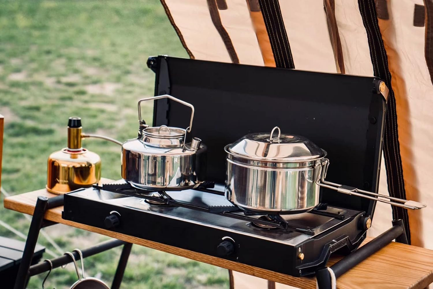 Fire-Maple 1.0L Stainless Steel Camping Kettle and 1.0L Cooking Pot Set, 3-Piece Cookware Set for Backpacking, Camping, Fishing, Bushcraft, Stovetop, Open Fire - 1.5 Litre Stainless Steel image number 4