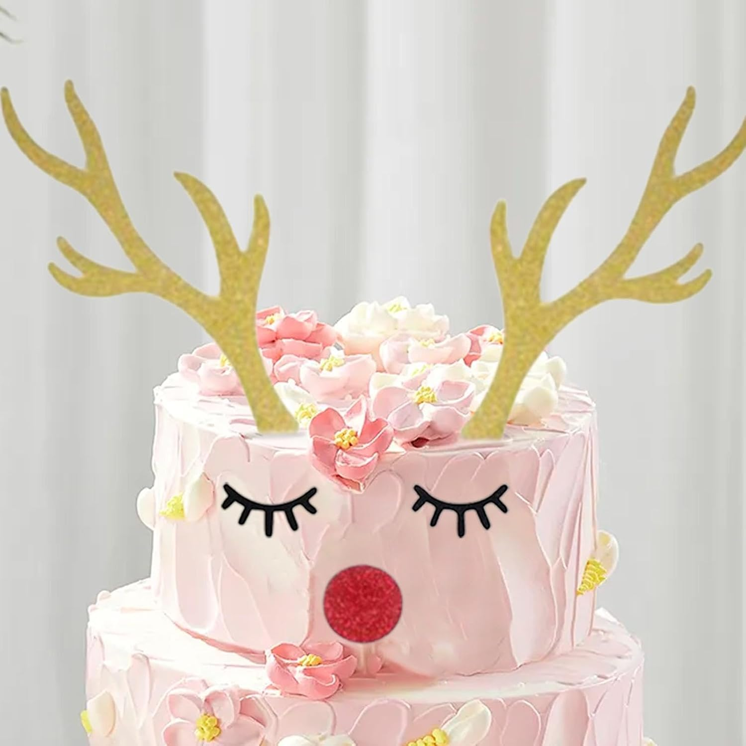 Cake Topper Cards | Cake Decoration Deer Antler Bunny Ears Cake Topper,Festive Cake Dessert Toppers Cake Decorating Supplies for Birthday Christmas image number 1