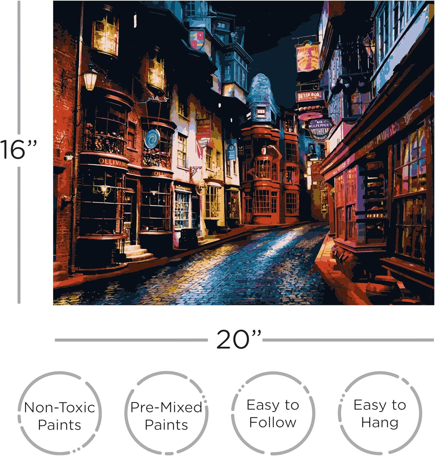AQUARIUS Harry Potter Diagon Alley Art by Numbers - 16 X 20 Inches Harry Potter Themed Paint by Number for Adults & Kids - DIY Color by Number Paint Kit for Beginner - Officially Licensed image number 4