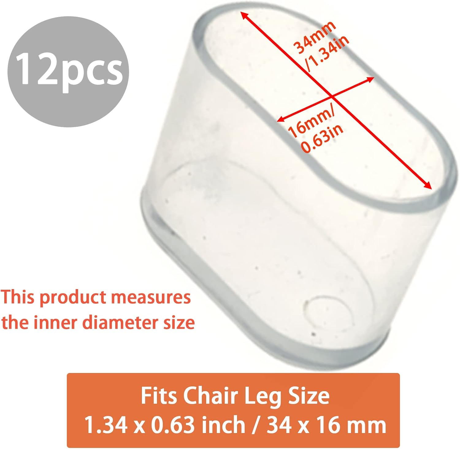 12Pcs Oval Outdoor Chair Leg Caps, Plastic Chair Legs Cover Floor Protectors, 16X34 Mm Chairs Tables Leg Furniture Feet Covers for Hardwood Floors and Outdoor Patio Set
