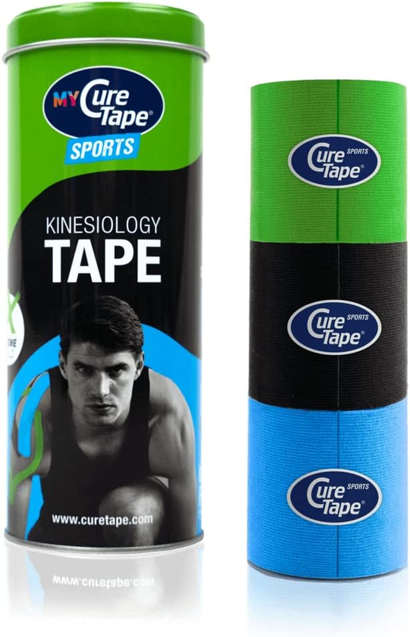 Curetape 3 Rolls Waterproof Kinesiology Tape | Super-Saver | Medical Kinesiology Tape for Extreme Sport Conditions | Increase Mobility & Performance | Reduce Joint Pain | Recover Faster (Panther Power)