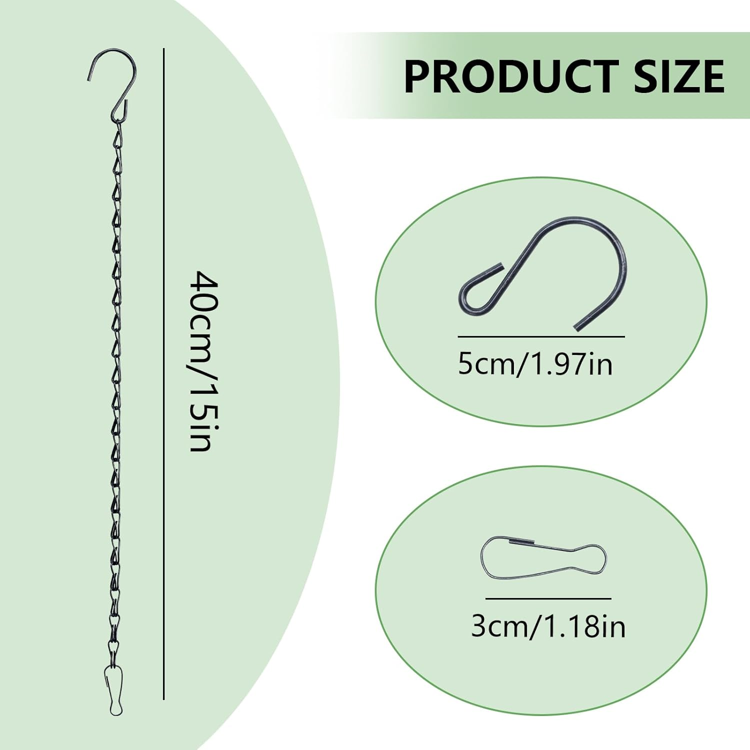 12 Pack Hanging Chains with Hooks, Black Sign Hanger for Hanging Bird Feeders, Birdbaths, Picture, Planters, Lanterns, Baskets, Billboards, Decorative Ornaments, Wind Chimes image number 2