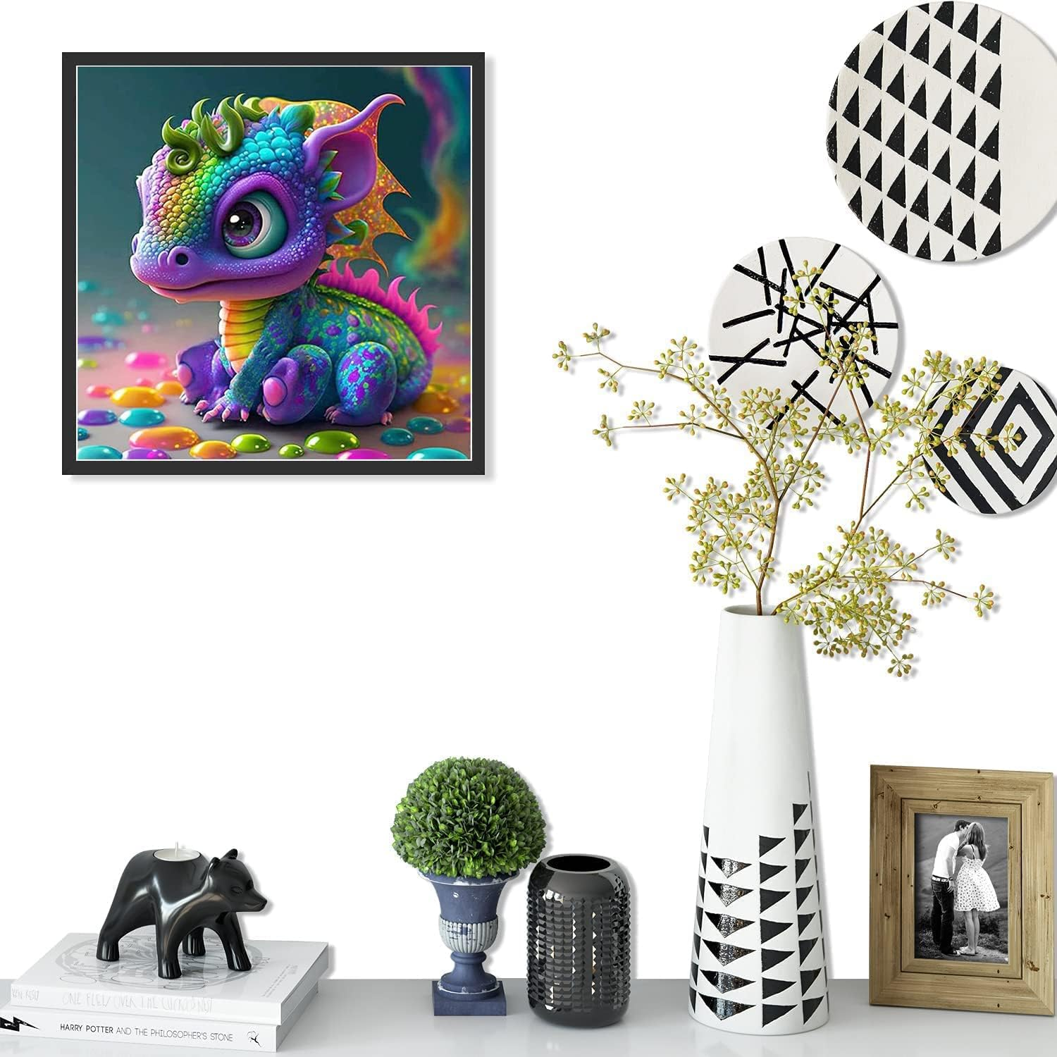 Clendo 5D Diamond Painting Kits for Adults - DIY Colorful Dragon Diamond Art Kits for Beginner Full Drill Cute Diamonds Painting Gem Art for Home Wall Decor 14X14Inch image number 2