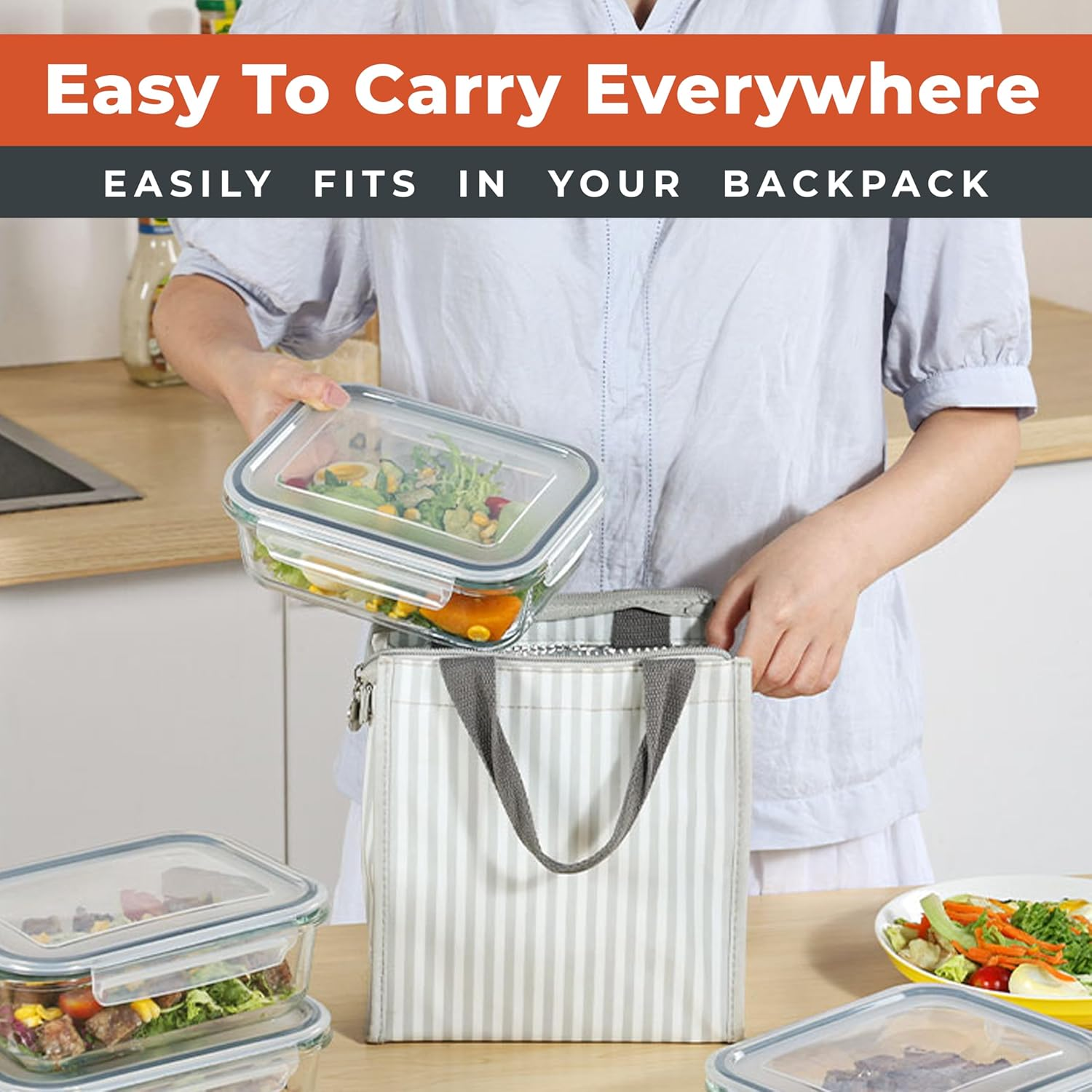 RFAQK Glass Food Storage Containers with Lids 24 Pcs (35Oz-11Oz) Airtight Glass Meal Prep Container for Kitchen Storage & Organisation- Leakproof Lunch Box Safe for Oven,Freezer, Dishwasher image number 2