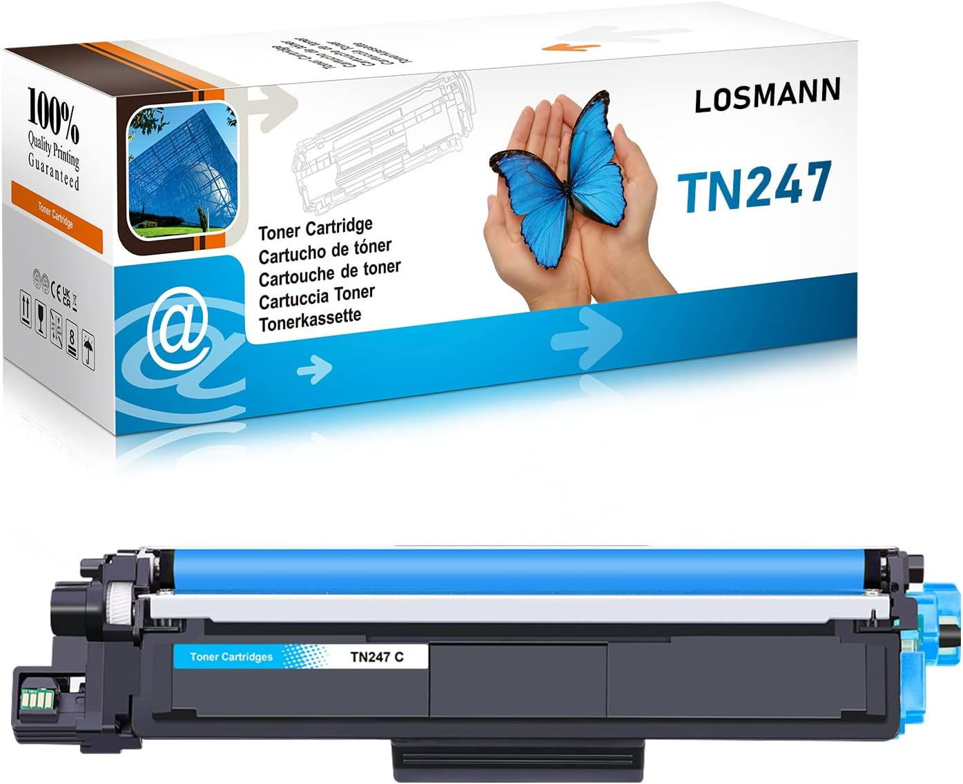 LOSMANN 1 X Cyan Toner Compatible with Brother TN-247 TN-243 for Brother MFC-L3770CDW MFC-L3750CDW HL-L3230CDW HL-L3210CW MFC-L3710CW DCP-L3550CDW MFC-L3730CDN DCP-L3510CDW - L3277 0CDW DCP-L3517CDW