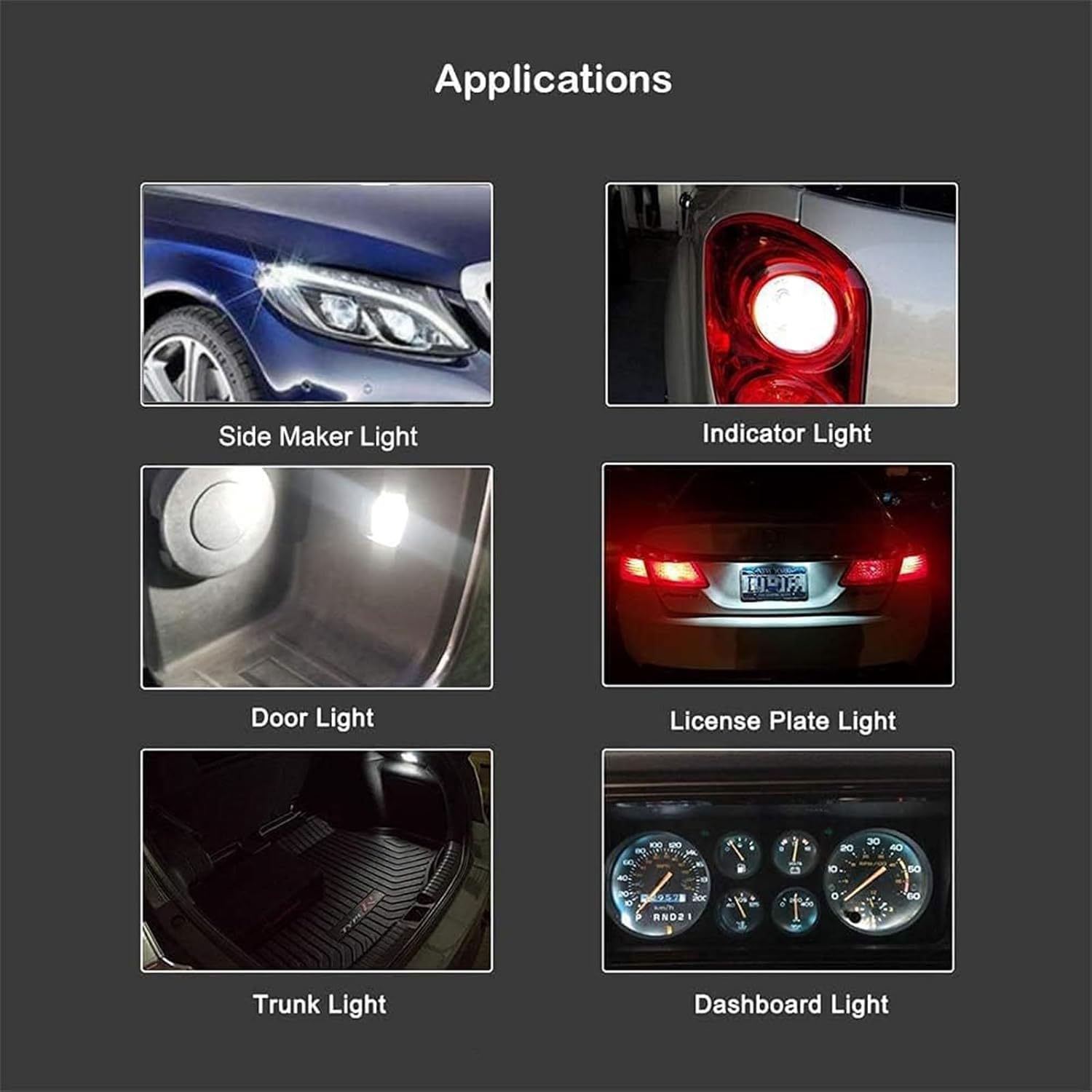 10 Pack T10 W5W LED Car Bulb, Super Bright 6000K White COB Wedge Bulbs for License Plate, Dome & Dash Lights, Universal Fit Cars, Trucks & Suvs (White) image number 5