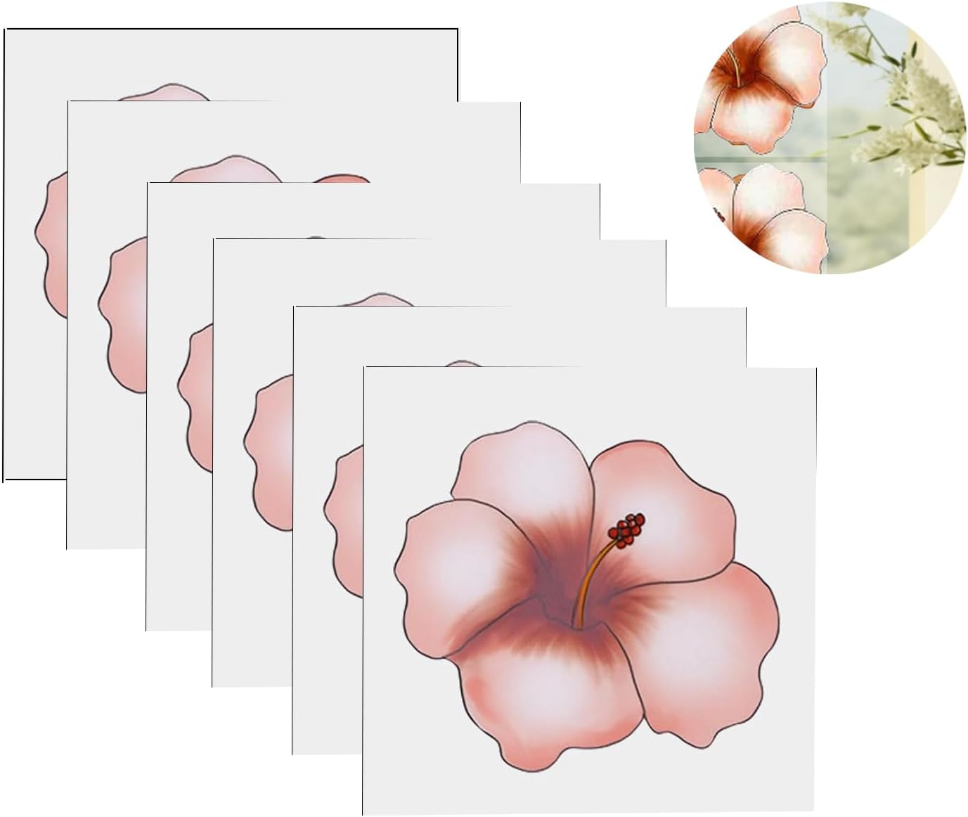 Window Fly Paper for Indoors Sticky,Fly Trap Indoor Non-Toxic & Odorless,Window Sunflowers Decoration Design Sticky Fly Trap Fly Tape 20 Pack (Hibiscus Flower) image number 4
