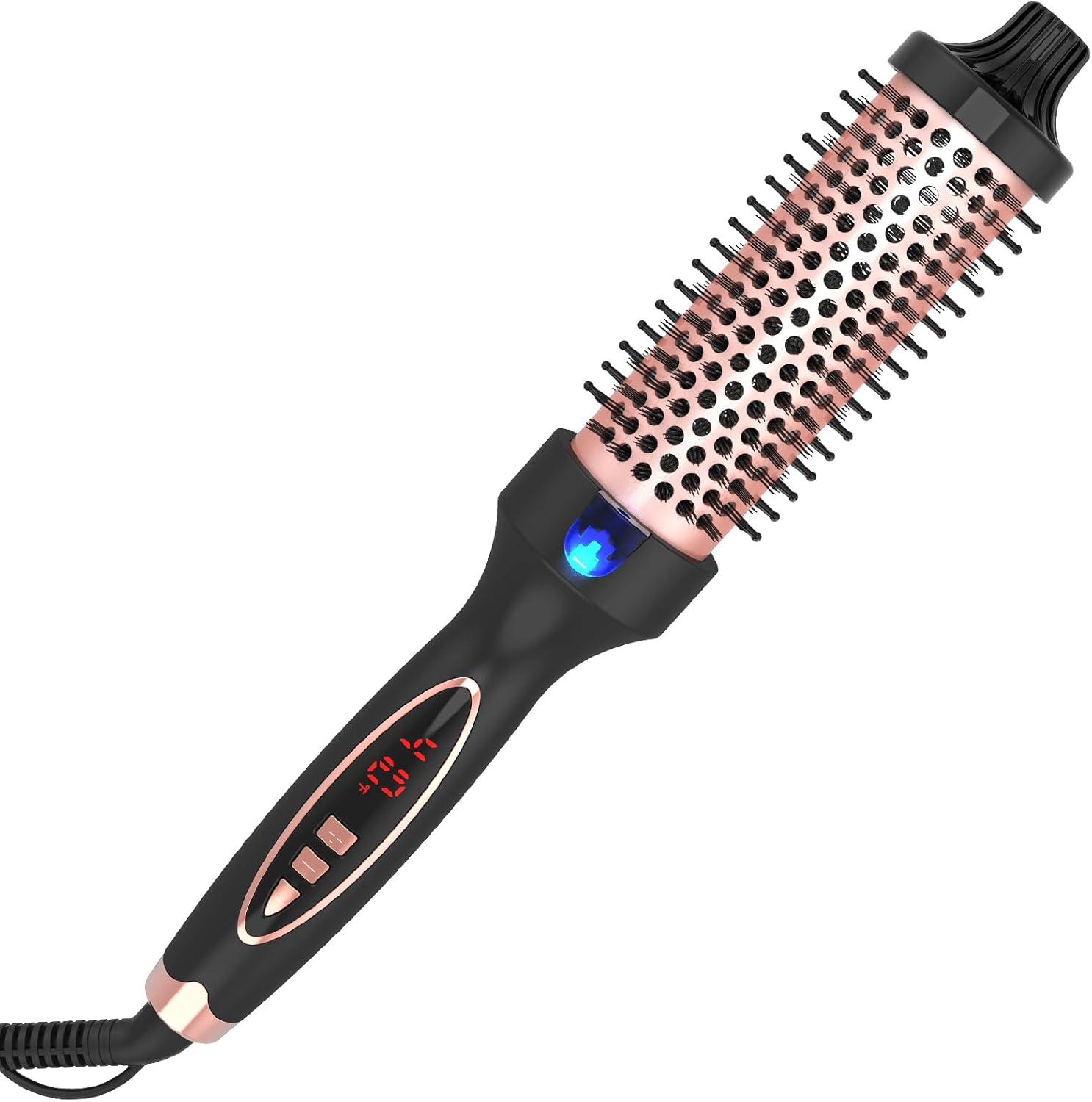 Curling Iron Thermal Brush 1.5 Inch Dual Voltage Travel Friendly with Digital Display Temperature Ceramic Tourmaline Ionic Fast Heated round Bush Suitable for Medium and Long Hair image number 5