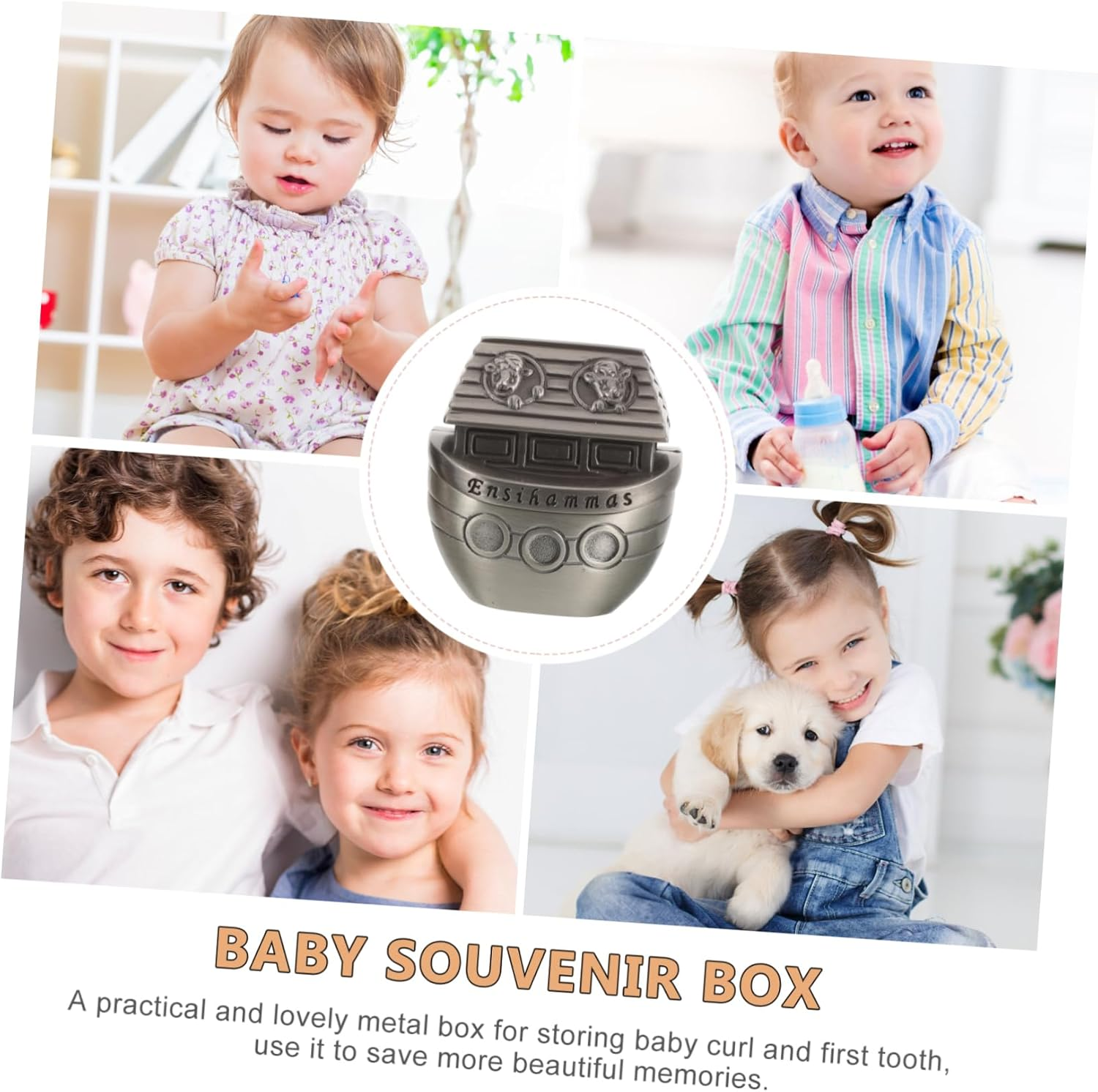 2Pcs Metal Keepsake Box for Teeth Hair Curls Adorable House Design Organizer for Childhood Memories Parents image number 4