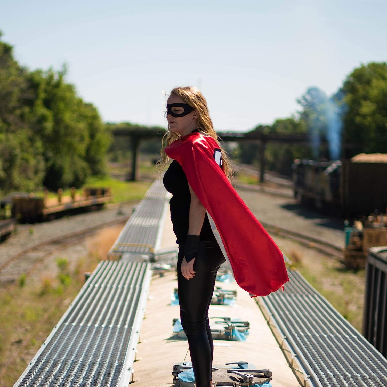 Everfan Men'S Polyester Satin Superhero Cape (38" LX48 W, Navy Blue) - Blue image number 6