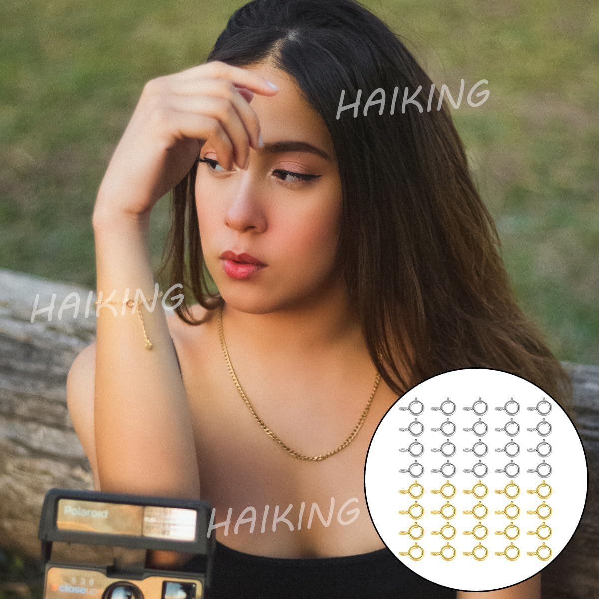 Spring Ring Clasp, 40 Pcs Open Ring Jewelry Spring Clasps for Jewelry Making (9 * 6MM) image number 3