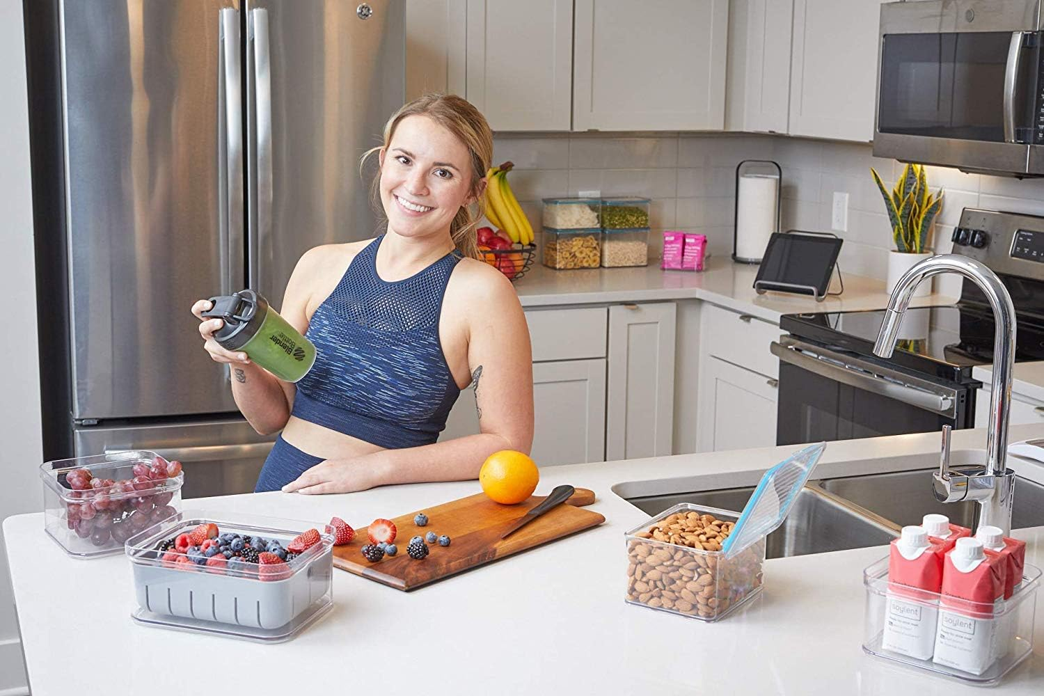 Idesign Crisp Bpa-Free Plastic Produce Storage Bin - 8.32" X 6.32" X 3.76", Clear/Gray image number 6