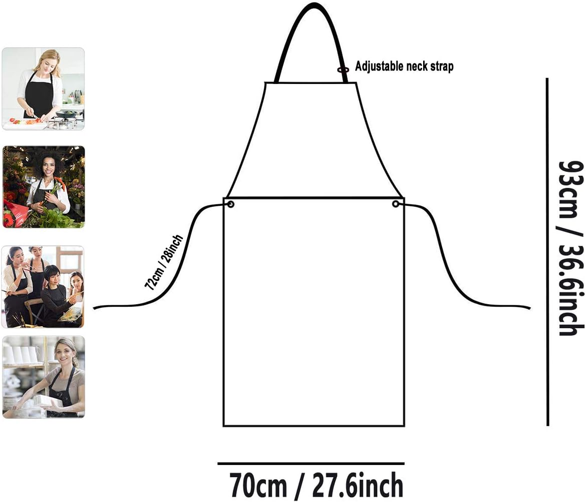 Waterproof Rubber Vinyl Apron with Adjustable Length Neck Strap, Heavy Duty 36.6" Plastic Apron Keeps You Clean and Dry When Dishwashing, Lab Work, Butcher, Dog Grooming, Cleaning Fish, Black