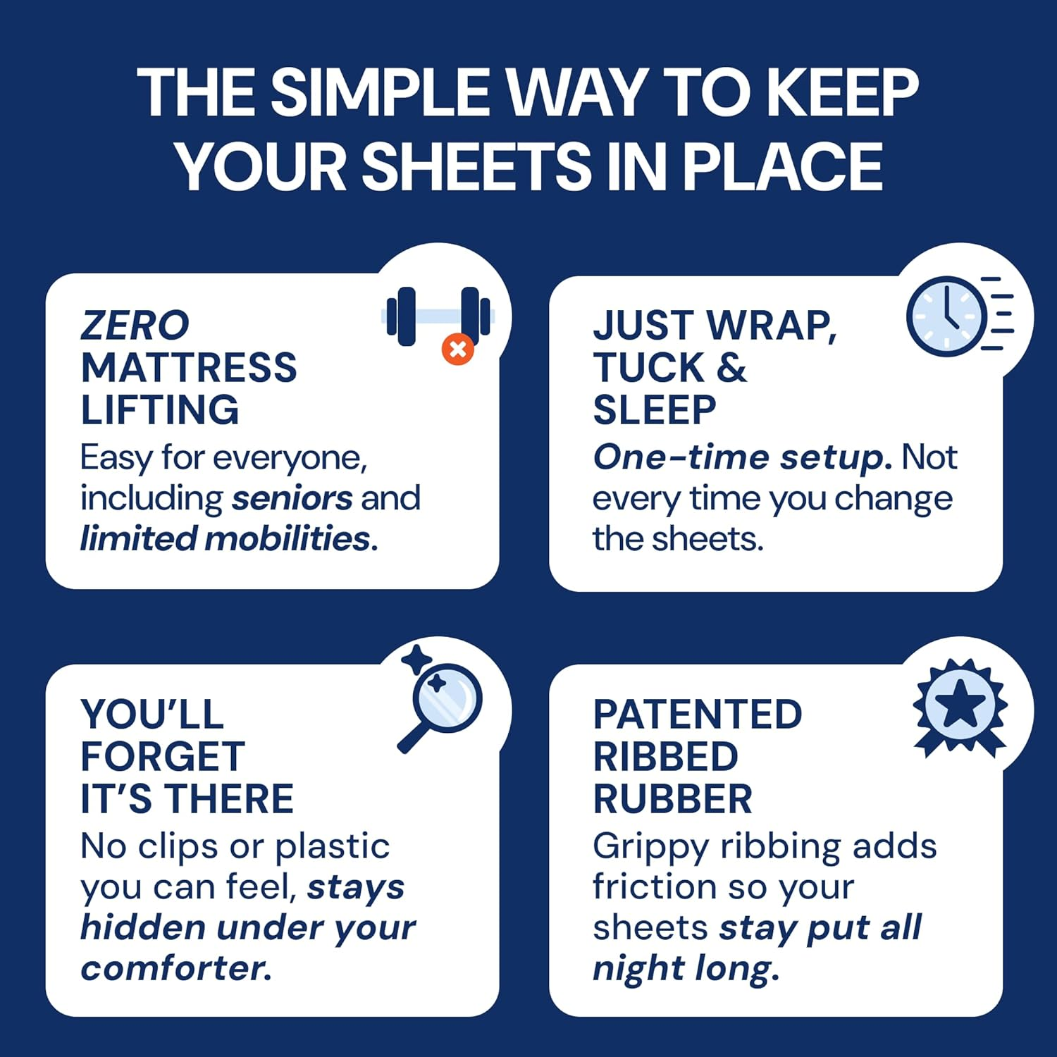 RUBBER HUGGER Bed Sheets Holder Band, King Size Mattress, Sheet Holder for Corners, Elastic Bedding Holder Band to Hold Sheets on the Bed, 1 Strap for Adjustable Mattresses Included, Large Size image number 2