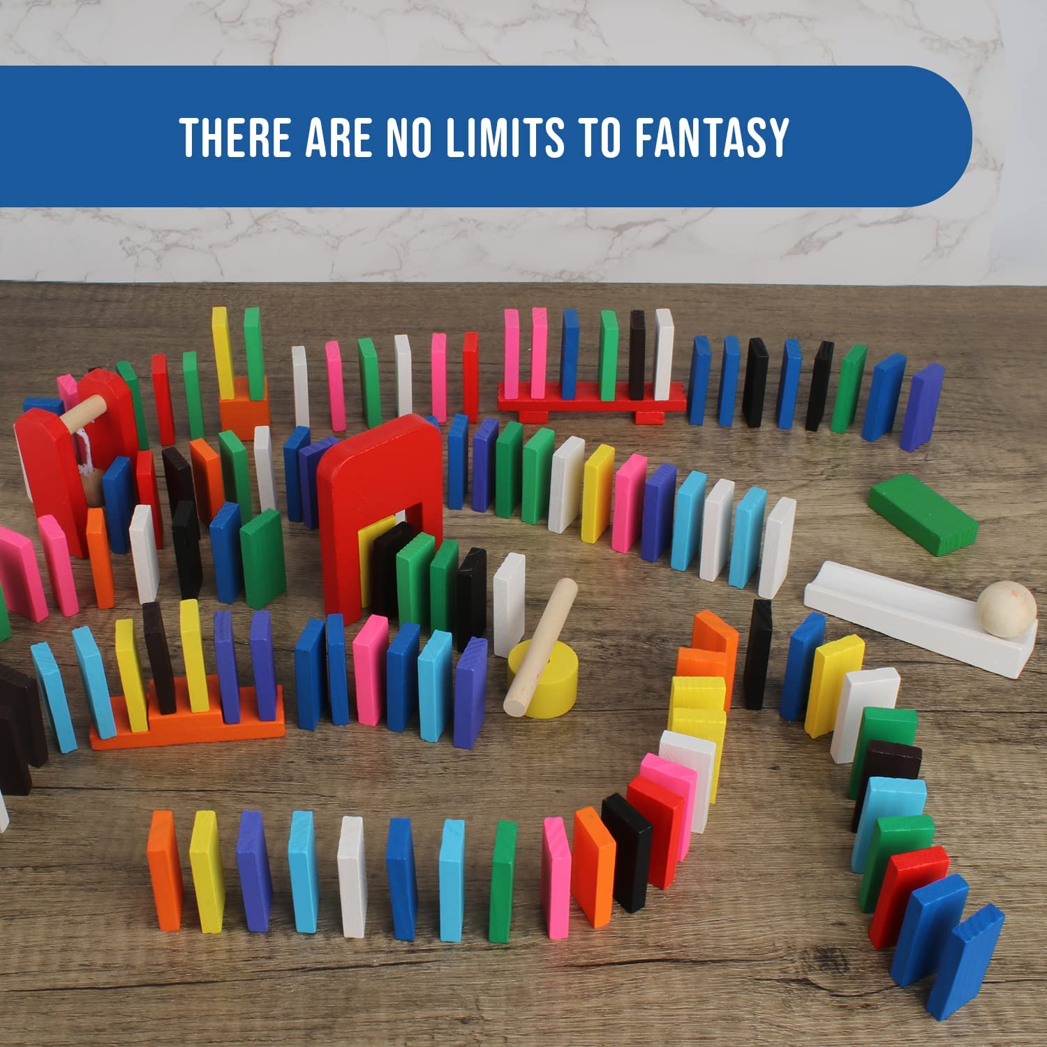 Calmado - Dominoes, 1000 Pcs Dominoes Set, Games/Toy Made from Wood, Family Games Domino Grand Edition Set + Bag+ Instruction Manual + Accessories