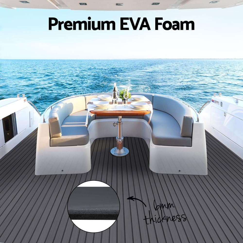 EVA Boat Flooring Foam Mat Decking, DIY Rectangular Boats Mats Carpet Sheet Sea Flooring Trailer Roller Accessories Decor for Motorboat Yacht Kayak Swim Platform, Dark Grey image number 6