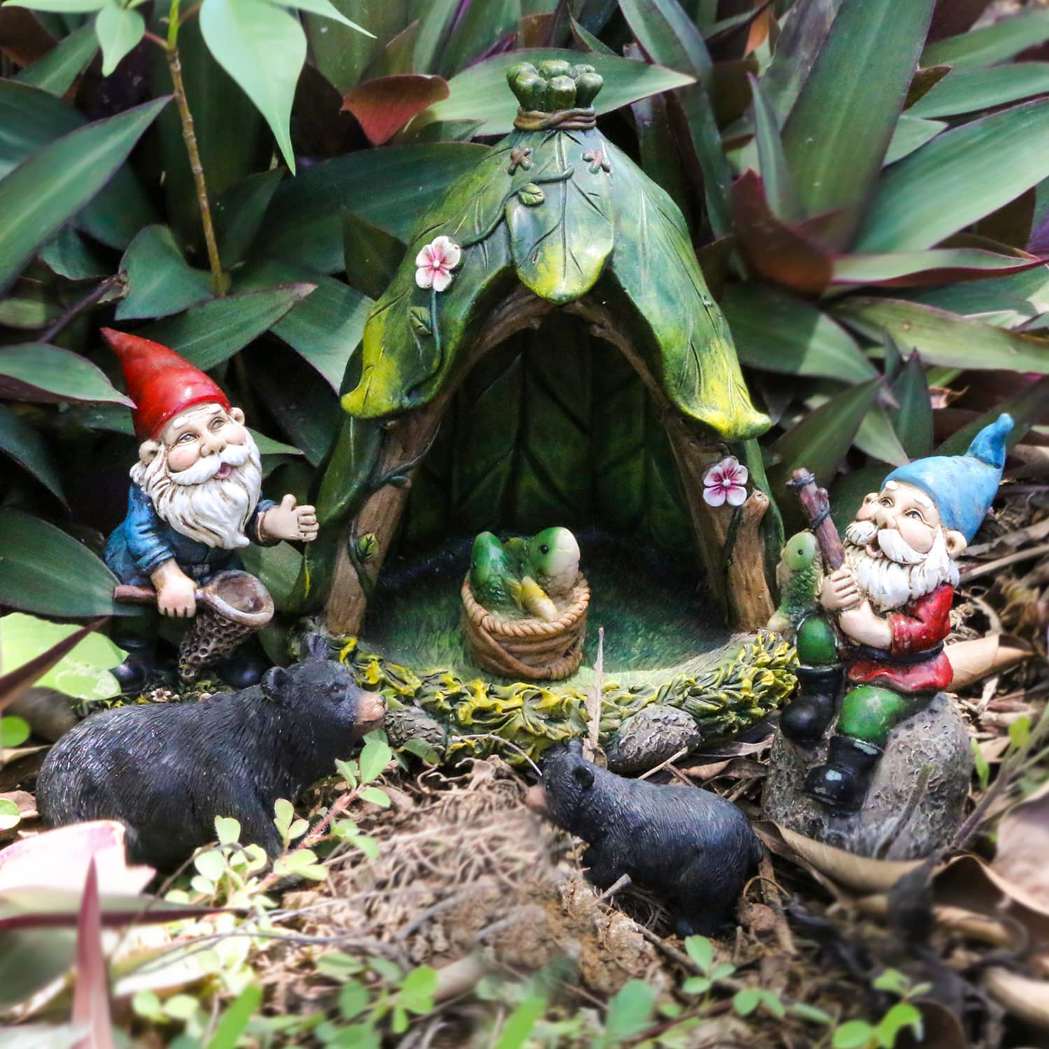 Bangbangda Outdoor Miniature Gnome Garden Kit- Fairy Houses Village Accessories Set Fishing Gnome Figurines Statue Patio Cake Topper Decor for Boy Girl Mother Girlfriend Birthday Gifts image number 3