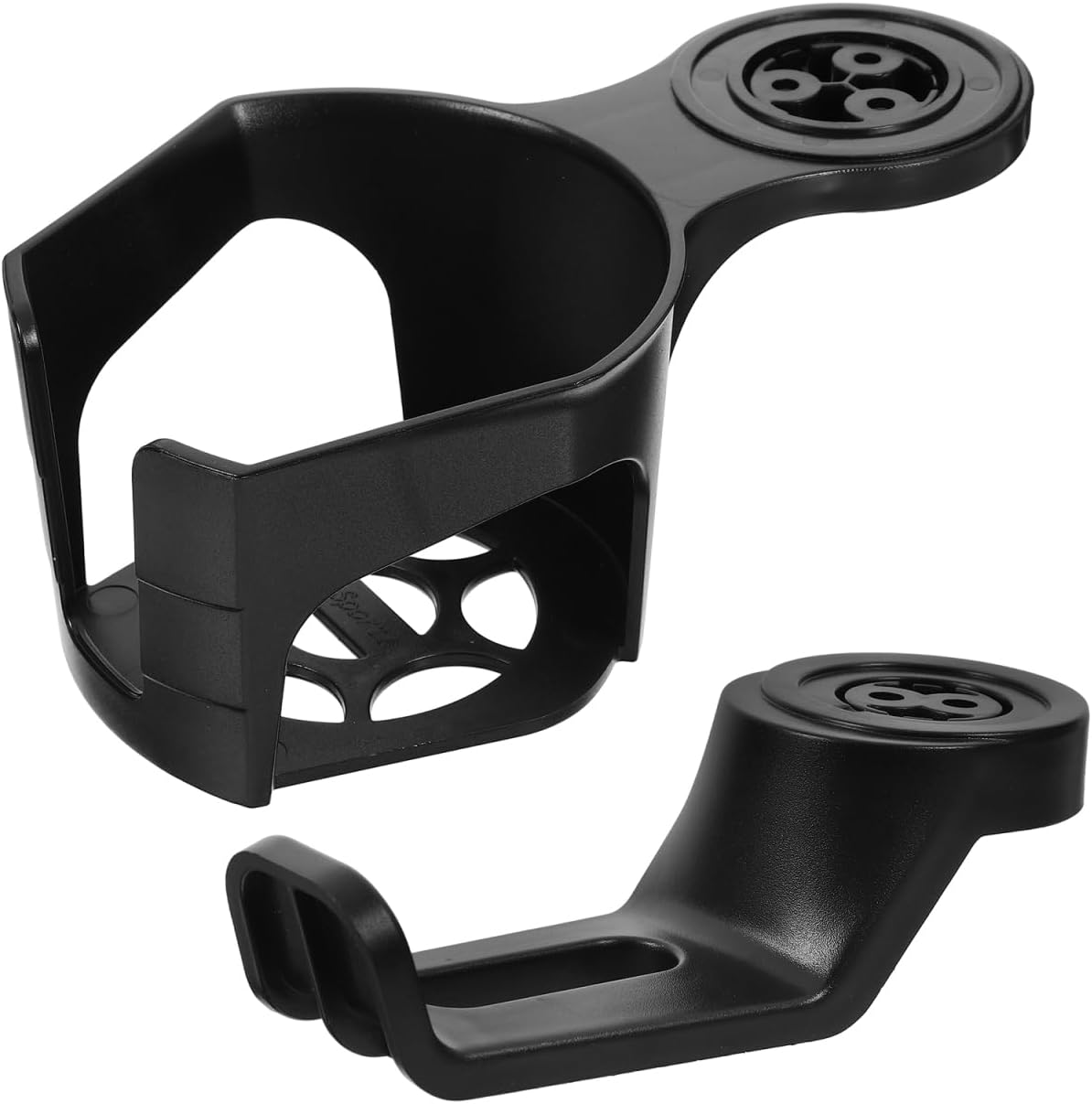 2Pcs Desk Cup Holder and Headphone Hook, Rotating Clamp for Office Desk, Space-Saving Gaming Accessories, Adjustable Drink Holder and under Headset Hanger - Black