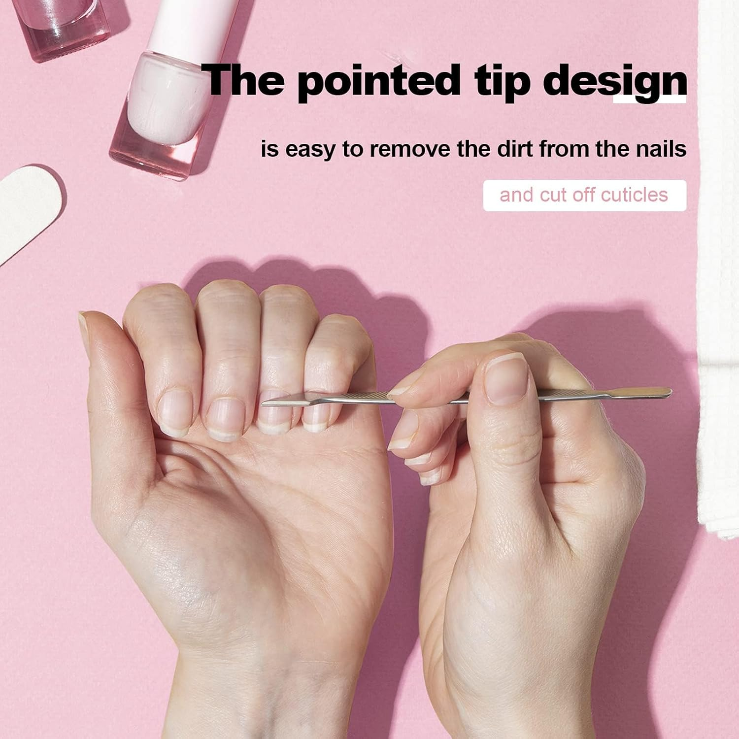 10 Pieces Stainless Steel Cuticle Pusher Cutter Professional Double Ended Metal Manicure Pedicure Tool Pusher for Fingernails, Toenails image number 6