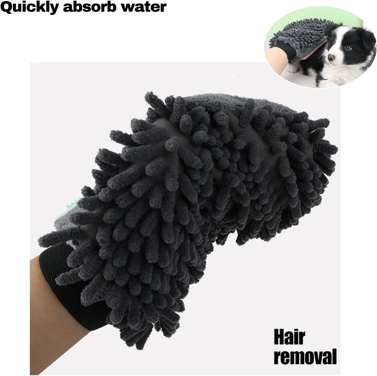 Pet Bath Gloves, Double-Sided Design Bath/Beauty and Pet Massage Gloves, Easy to Absorb Water, Suitable for Warm Skin, Ideal Tool for Any Pet Owner of Dogs, Cats, Rabbits, Horses image number 3