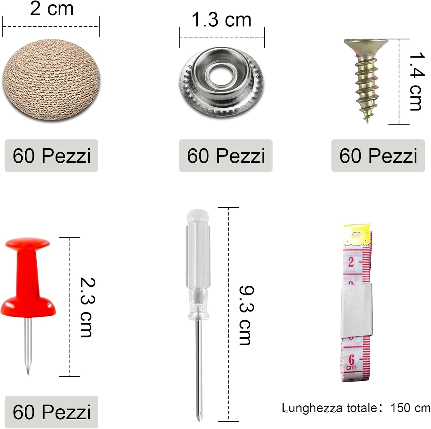 60 Pairs Car Roof Repair Screws Button for Car Roof Repair Tool Repair Rivets Car Roof Car Upholstery Thumbtacks for Canopy (Beige-A) image number 6