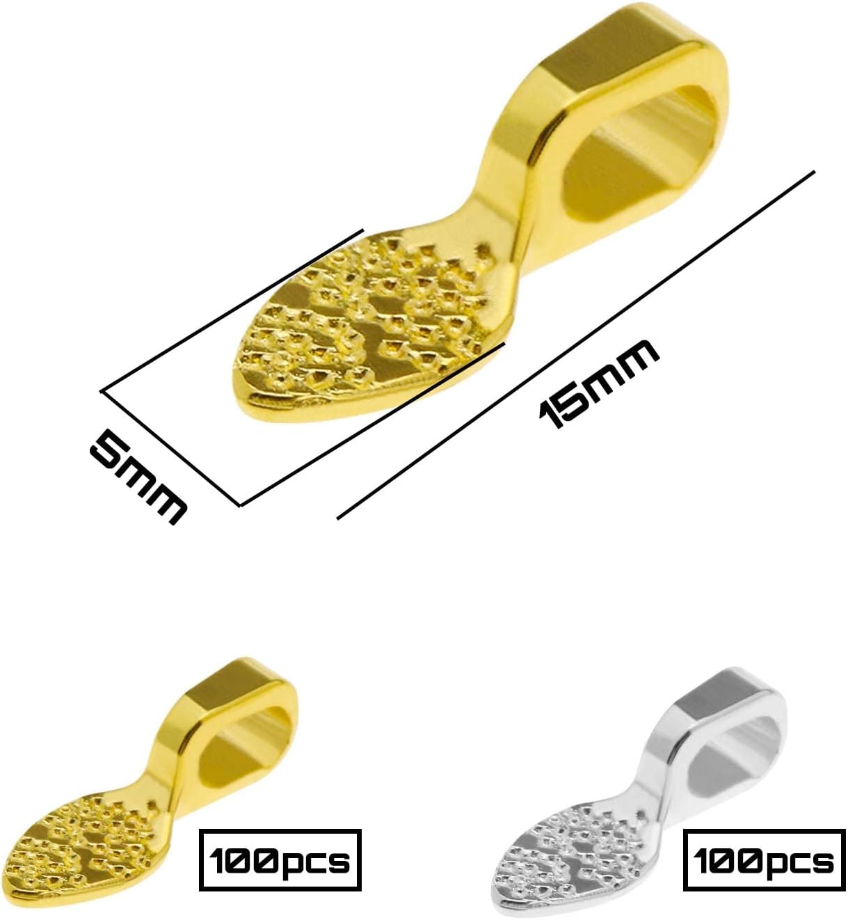 Emsea 200PCS Glue on Earring Bails Oval Spoon Jewellery Findings for DIY Necklace Bracelet Earring Jewelry Making Scrabble Glass Cabochon Tiles Pendants White K Gold 15X5Mm image number 4