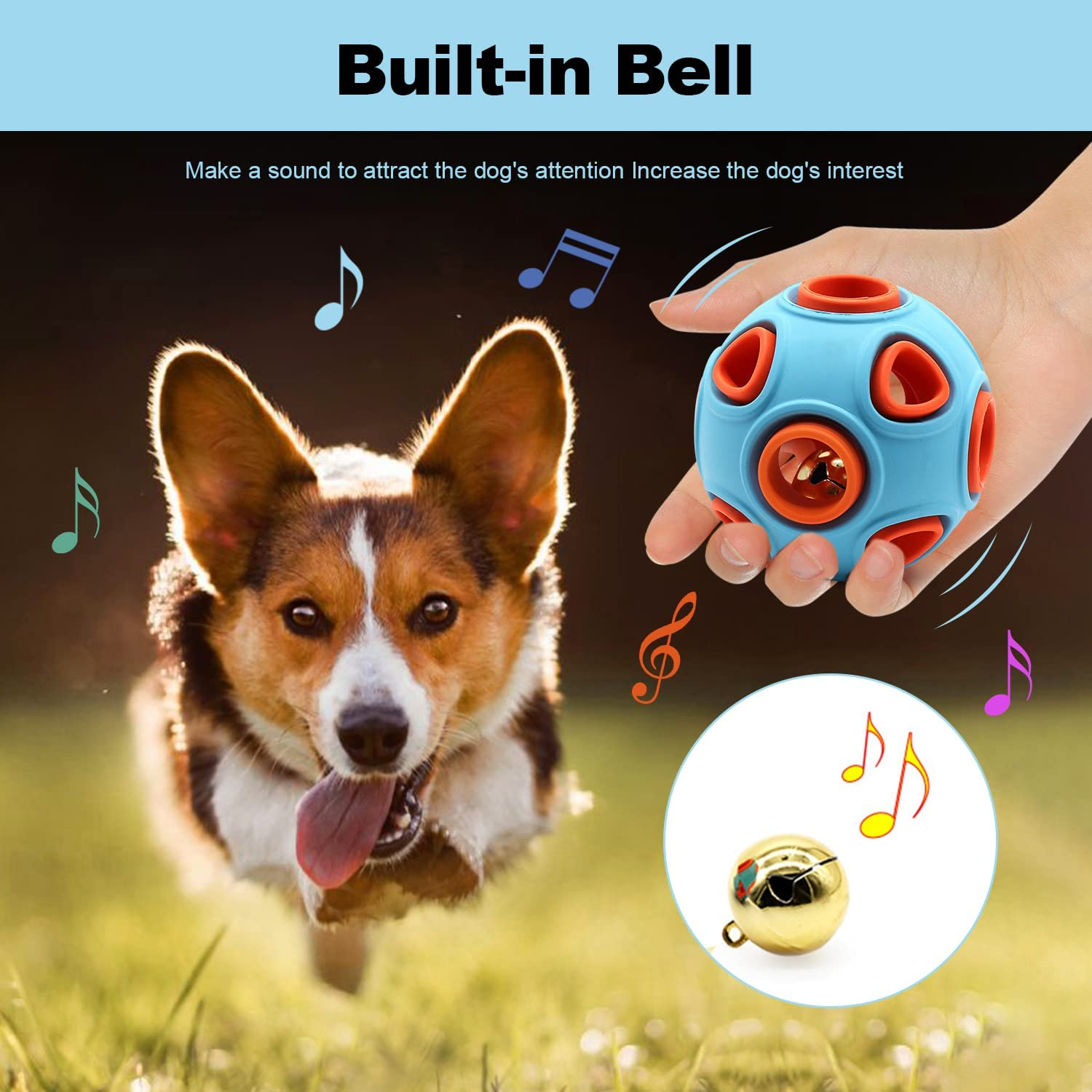 Dog Toys, Dog Toy Ball Indestructible Dog Chew Toys Ball Interactive Giggle Ball for Dog, Treat Dispenser Dog Toy Ball for Large, Medium and Small Dog, Relieve Anxiety and Boredom image number 4